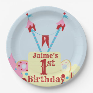 Vintage-Zirkus-Kirmes-Torte jedes Alter Pappteller