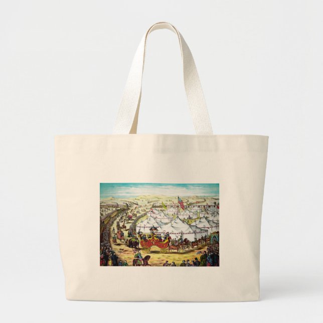 Vintage Zirkus-Parade Jumbo Stoffbeutel (Vorne)