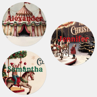Vintage-Zirkus-Weihnachtsgeschenkanhänger Etiketten