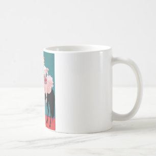 Vintage Zirkusartistin mit einem schwarzen Pferd Kaffeetasse
