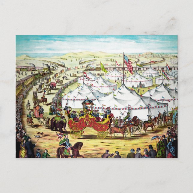 Vintage Zirkusparade Postkarte (Vorderseite)
