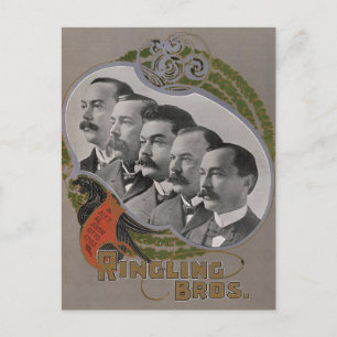 Vintage-Zirkusposter der fünf Brüder Postkarte