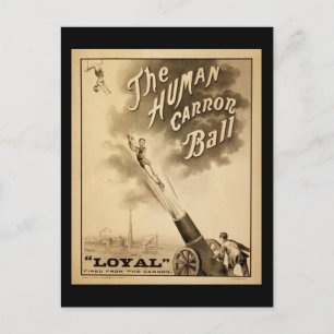 Vintage-Zirkusposter Human Cannonball circa 1879 Postkarte