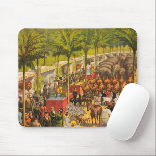 Vintage-Zirkusposter mit Tieren und Darstellern Mousepad