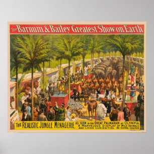Vintage-Zirkusposter mit Tieren und Darstellern Poster