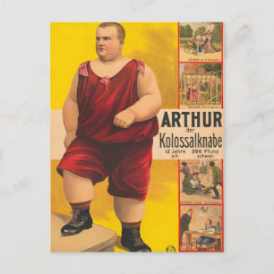 Vintage Zirkusposter von Arthur, dem kolossalen Ki Postkarte