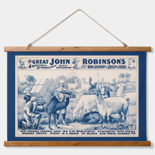 Vintage-Zirkusposter von John Robinson Wandteppich Mit Holzrahmen