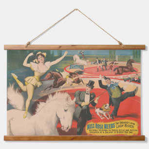 Vintage-Zirkusposter von Miss Rose Meers Wandteppich Mit Holzrahmen