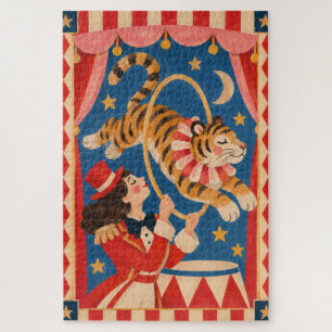 Vintage-Zirkustiger und Ringmaster Funhaus Puzzle