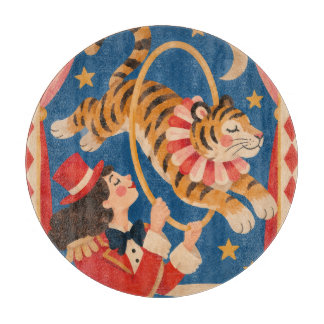 Vintage-Zirkustiger und Ringmaster Funhaus Schneidebrett