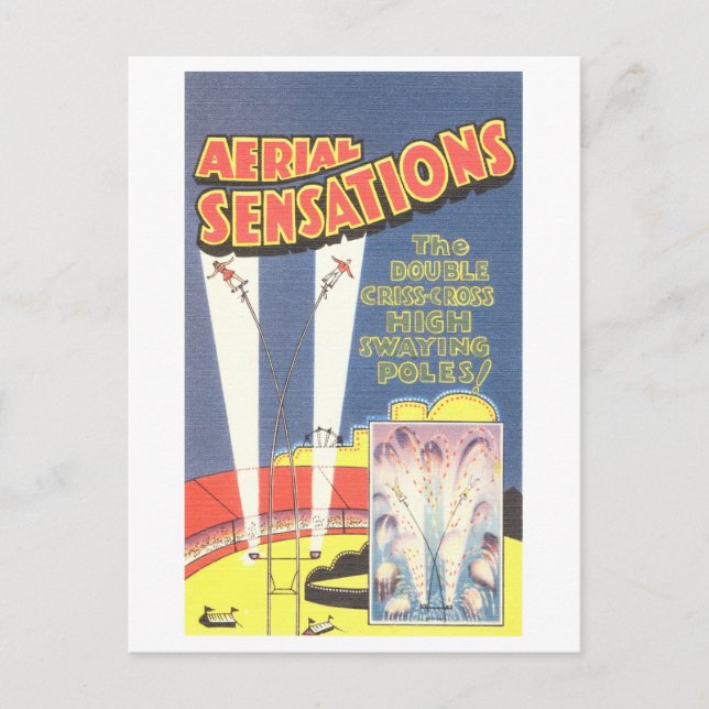 Vintage Zirkuswerbung: High-Pole-Gesetz Postkarte (Vorderseite)