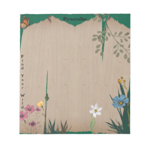 Vintage-Zitat mit kaputtem Zaun, Florales Scrapboo Notizblock