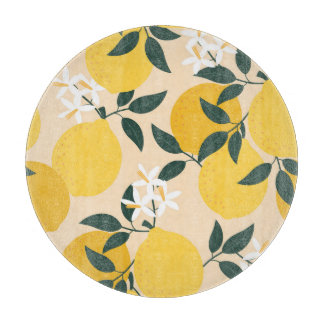 Vintage Zitrone: Nahtlose Fruchttextur. Schneidebrett