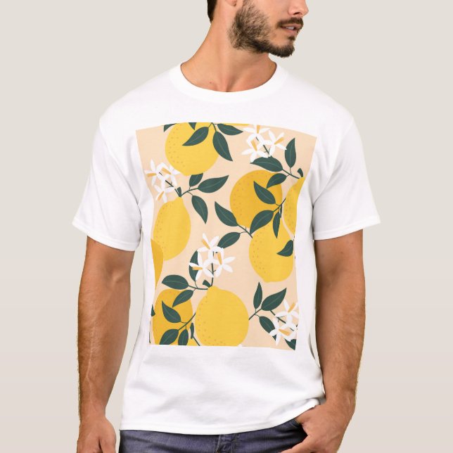 Vintage Zitrone: Nahtlose Fruchttextur. T-Shirt (Vorderseite)