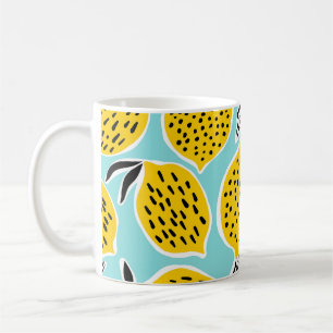 Vintage Zitrone: Von Hand Gezeichnet nahtloses Mus Kaffeetasse