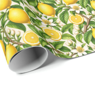 Vintage-Zitronen-Botanik-Blumenmuster Geschenkpapier