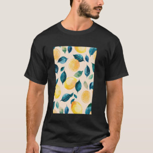 Vintage Zitronen Frucht Muster Kunst Aquarell T-Shirt