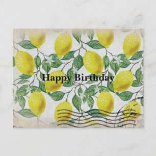 Vintage-Zitronen-Glückwunschkarte zum Geburtstag Postkarte