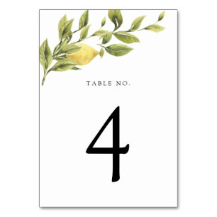 Vintage Zitronen und grüne Tischnummer