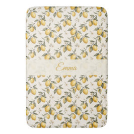 Vintage Zitronenblüten – Elegante botanische Zitru Badematte