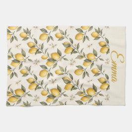 Vintage Zitronenblüten – Elegante botanische Zitru Geschirrtuch