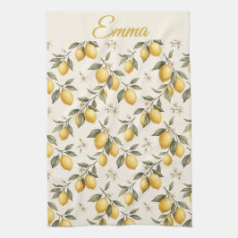 Vintage Zitronenblüten – Elegante botanische Zitru Geschirrtuch