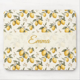 Vintage Zitronenblüten – Elegante botanische Zitru Mousepad