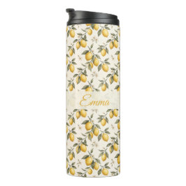 Vintage Zitronenblüten – Elegante botanische Zitru Thermosbecher