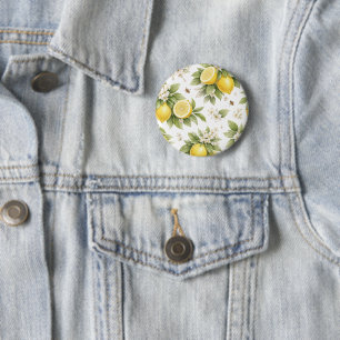 Vintage Zitronenblüten-Muster Cottagecore-Zitrus Button