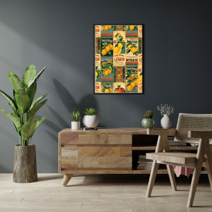 Vintage Zitronenetikett – Retro-Zitrusfrucht Poster