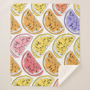 Vintage Zitronenfrüchte Sommertextur Sherpadecke