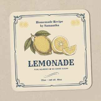 Vintage Zitronenlimonade Etikett Aufkleber