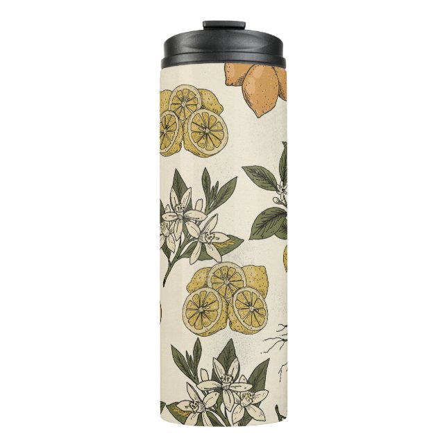 Vintage-Zitronenmuster Thermosbecher (Vorderseite)