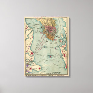 Vintage zivile Kriegs-Karte Charleston Sc (1865) Leinwanddruck