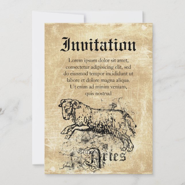 Vintage Zodiac Aries Einladung (Vorderseite)