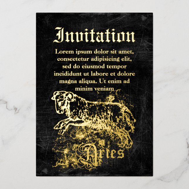 Vintage Zodiac Aries Folieneinladung (Vorderseite)