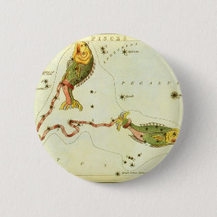 Vintage Zodiac-Astrologie Fische Konstellation Button
