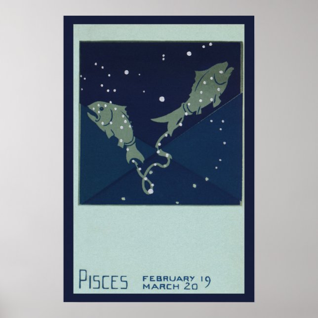Vintage Zodiac-Astrologie Fische Konstellation Poster (Vorne)