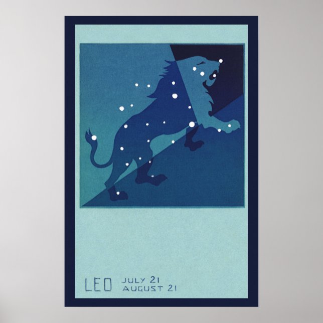 Vintage Zodiac Astrologie Leo Lion Constellation Poster (Vorne)