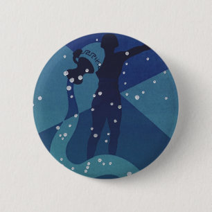 Vintage Zodiac Astrologie, Sternbild Wassermann Button