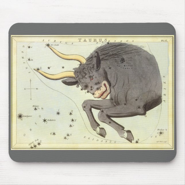 Vintage Zodiac Astrologie Taurus Bull Constellatio Mousepad (Vorne)