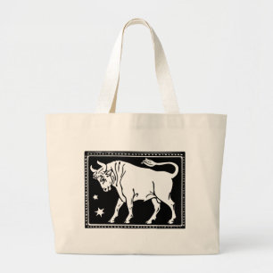 Vintage-Zodiac-Bild Stier-Tragetasche Jumbo Stoffbeutel