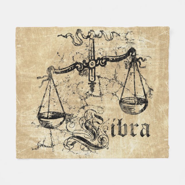 Vintage Zodiac Libra Fleecedecke (Vorderseite (Horizontal))