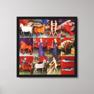 Vintage Zodiac-Star-Zeichen Alle zwölf - Zubehör Leinwanddruck