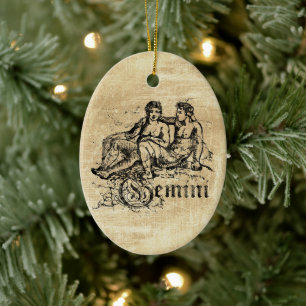 Vintage-Zodiac Zwillinge Keramik Ornament