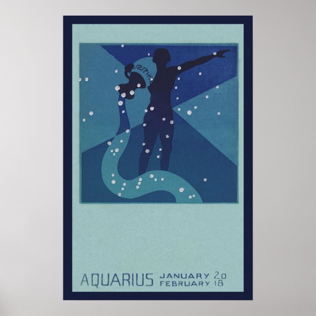 Vintage Zodiakastastrologie, Aquarius-Konstellatio Poster (Vorne)