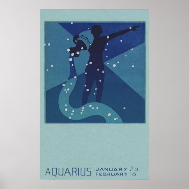 Vintage Zodiakastastrologie, Aquarius-Konstellatio Poster (Vorne)