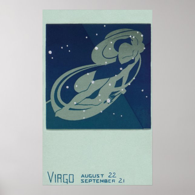 Vintage Zodiakastastrologie, Jungfernkonstellation Poster (Vorne)