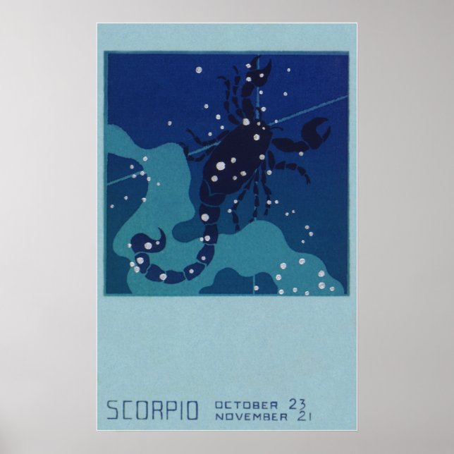 Vintage Zodiakastastrologie, Skorpiokonstellation Poster (Vorne)
