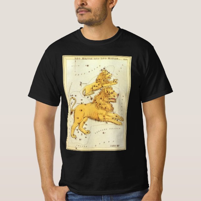 Vintage Zodiakie, Astrologie Leo-Löwenkonstellatio T-Shirt (Vorderseite)